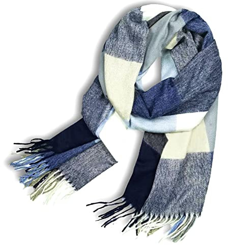 Glamexx24 Schal Damen Winter Kariert Fashion: Damen Winter Schal, Strickset Schal übergroßer Quadratisch Deckenschal Deckenschal Halstuch Streifen Muster Fransen Poncho