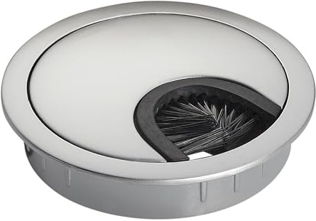 SOTECH 2 Stück Kabeldurchführungen aus Metall matt verchromt Bohr-Ø 60 mm | Schreibtisch Kabeldurchlass mit Staubdichtung