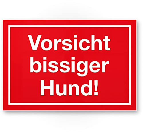 Komma Security Vorsicht bissiger Hund - Hunde Schild Hinweisschild Gartentor Gartenzaun - Türschild Haustüre Warnschild Abschreckung Einbruchschutz - Achtung Vorsicht Hund