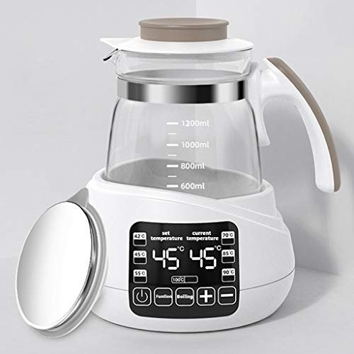 Hervidor De Agua Kettle 1,2 L Hervidor De Cristal, Hervidor De Agua Caliente, Cubierta De Aislamiento De Acero Inoxidable, Función De Mantenimiento Del Calor, 600 W ( Color : Gray+Warm milk basket )