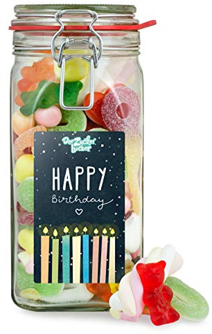 Happy Birthday Süßigkeiten-Naschglas zum Geburtstag | groß, für Familie, für Freunde, für Mitarbeiter