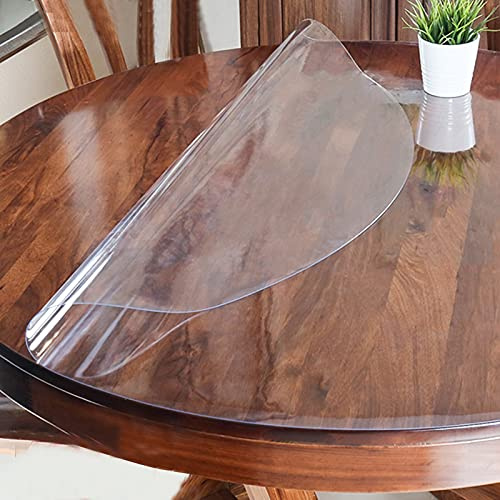Zlovne Tovaglia Trasparente PVC Plastica Rotondo,Tovaglia in Vetro Morbido Impermeabile,Pellicola Protettiva per Tavolo in 3 mm di Spessore,Smusso a 60°,Braccio di Protezione (Diameter 110cm/43inch)