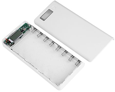 Power Bank Kit, 8x18650 Battery Power Bank Shell Case Box, Doppie Porte USB Display LCD Power Bank Kit Fai da Te(bianco)