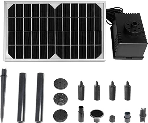 Aufun 5 W Solar Teichpumpe Solar Springbrunnenpumpe Outdoor Garten Wasserpumpe Wasserspiel Springbrunnenpumpe für Garten, Steingarten und Teichwasserspiel Dekoration