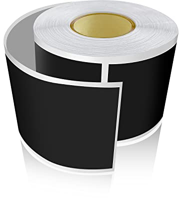 Meitaat 300 Stück Schwarz Rechteckig Aufkleber 5 x 7,6cm Ablösbar Etiketten | Farbkodierung, Vinyl Klebeetiketten, Selbstklebend,Wasserfeste, Sticker, Rollen, Für Umzüge, Aufbewahrung und Lager