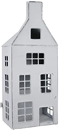 Laterne Maison weiß Shabby chic Metallhaus beleuchtet H33cm Dekohaus