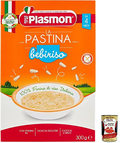 12x Plasmon La Pastina Bebiriso 300g Con Farina di riso 100% Italiano + Italian Gourmet polpa 400g