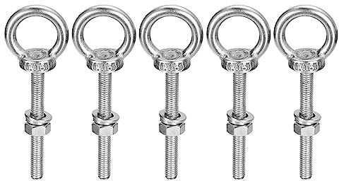 sourcing map Ringschraube, 5 Sets M6 x 50 mm Ringschraube mit Mutter Unterlegscheibe 304 Edelstahl Schulter Hebering Augenschraube zum Aufhängen von Gegenständen