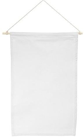PATIKIL Enamel Pin Display Banner, 17 L Canvas Blank Holder Board Wall Hanging for Trading Badge Flag Collection Organizer Book Collector Case Pennant Felt Bag Box, White