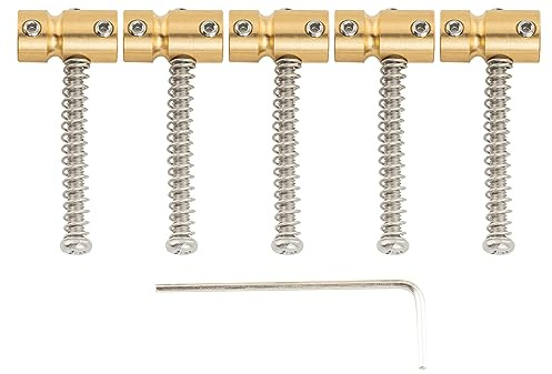 Musiclily Pro 17mm Sellette Ponte Bass in Ottone Colore Grezzo 5 Pezzi | per Basso Elettrico 5 Corde tipo Jazz/Precision