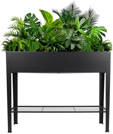 BAOYOUNI Hochbeet mit Füßen Rechteckig Gartenbeet aus Metall Groß Pflanzkasten Pflanztrog Blumenkübel Kräuterbeet Pflanzbeet für Garten, Terrasse, Balkon und Outdoor, Schwarz