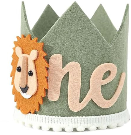 GotGala Wild One Couronne d'anniversaire 1er anniversaire Jungle Safari Lion pour garçon Décoration d'anniversaire