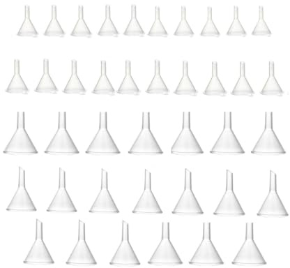 Acrylic 40 petits entonnoirs en plastique transparent, Mini entonnoir de voyage en plastique pour verser de petits parfums échantillons, émulsion, épices