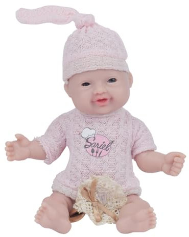 IVITA Full Body Silicone Reborn Baby Doll Newborn Baby Doll Open Mouth Soft Girl (7 inch)