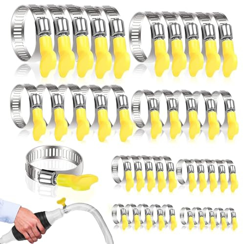 40 Stück Schlauchschelle Edelstahl, 8-44mm Einstellbare Schlauchschellen Sortiment mit Flügelmutter Schellen für Poolschlauch, Garten, Gas, Wasser,Waschmaschine,Und Kfz Schlauch (8 Größen)