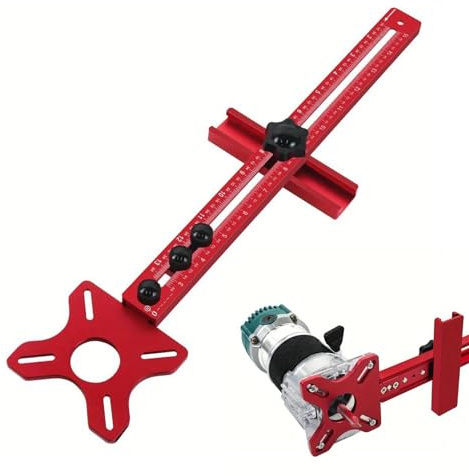 Stencil di fresatura 4 in 1 per fresatrice superiore, 4 in 1, supporto per scanalature di fresatura, modello Radius Jig, utensile regolabile, piastra di fresatura in alluminio per la lavorazione del