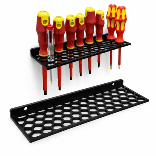Schraubendreher Halter Wand – Honeycomb Werkzeughalter für bis zu 30 Schraubendreher – Platzsparendes Werkzeug Organizer System – Robuster Kunststoff Wandhalter für Werkstatt & Garage