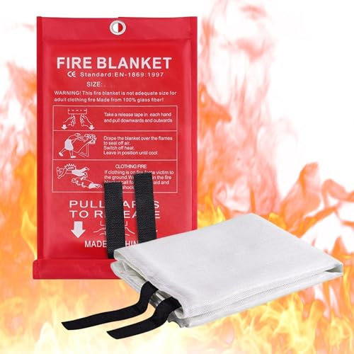 Wpsagek Couverture d'extincteur - Couvertures Anti-feu de Survie pour la Maison | Couverture Ignifuge 1x1m Grande Couverture Anti-feu pour Cuisine Maison Graisse Voiture Camping Bureau
