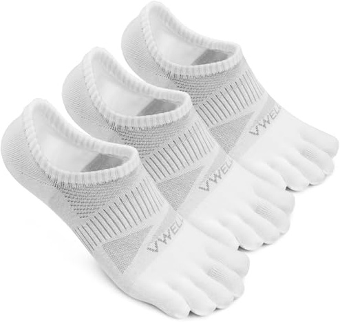 VWELL No Show Toe Socks for Men Women COOLMAX Five Finger Socks Athletic Running Ankle Low Cut 5 Toe Socks (3Pairs)