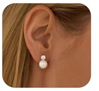 FUNEIA Perlen Ohrringe Silber 925 Stecker Damen Weiße Süßwasserperlen Ohrstecker Gold Silber Stecker Ohrringe mit Perle Wasserfest Hypoallergene Modeschmuck für Frauen Mädchen Braut Geschenk