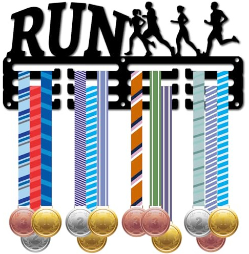 CREATCABIN Medaillenhalter Für Läufer Medaillenaufhänger Für Anzeige Sportauszeichnungen Marathon Leichtathletik Laufbänder Zum Aufhängen Kleine Metallhaken Für Wand Läufer Medaillengewinner 29x13cm