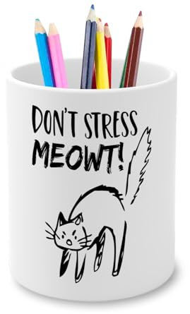 Fabulous Stifteköcher aus Keramik – Don't Stress Meowt Katze Haustiere – 325 ml
