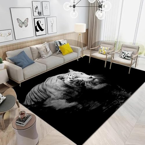 3D Gedruckt Bettvorleger rutschfeste Area Teppich, Wildtier-Tiger 3D Optische Illusion Teppiche Weich Flanell Bodenteppich Wohnzimmer Schlafzimmer Throw Runner Teppiche Low Profile Türmatt-8999852233