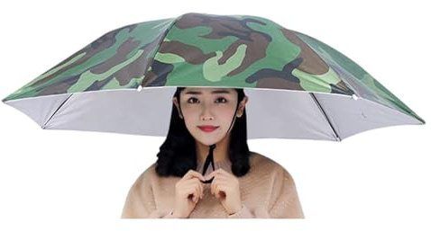 Vllentin Chapeau Parapluie,Chapeau de Parapluie de Pêche,Mains Libres Tête Parapluie,Jardinage Parapluies Chapeau,Chapeau De Parasols Pliable,Protection UV,pour Pêche Jardinage Randonnée Camping