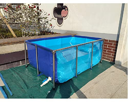 Freistehendes Gartenaquarium - Außen-Fischteich-Lagertank, Fischteich aus Segeltuch mit Rahmen, Flexible Auskleidungen, Zuchtwassertank für Koi, Goldfische, inklusive Ablassventil