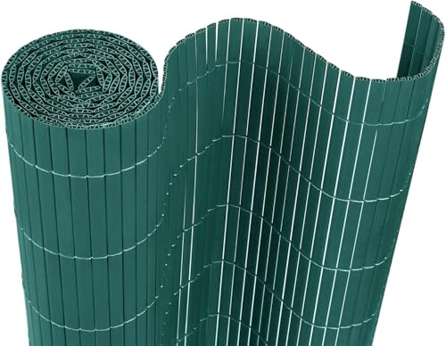 VA-Cerulean PVC Sichtschutzmatte Sichtschutzzaun 120x600CM, Grün, Outdoor Sichtschutz mit verstärkten Lamellen, Zaunblende Windschutz UV-Beständig für Garten Balkon Fences Terrasse Zubehör