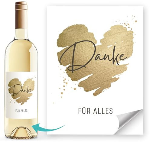 SpecialMe® Weinetiketten personalisiert Danke mit Wunschname Flaschenetiketten selbstklebend Wein Geschenk Weiss unisize