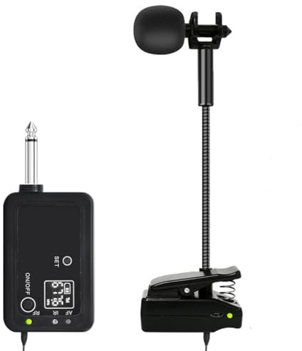 Tuesoa Saxofón Micrófono Inalámbrico Profesional UHF Cuello de Cisne Grabación de Voz Show en para Saxofón Trompeta Saxofón Tuba