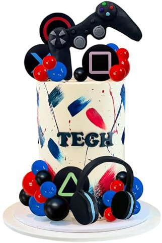 Video game themes Cake Toppers Headset Cake Decoration Ball Controller | Boy Man Cake Decoration for Birthday Party Supplies