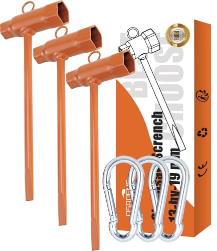 OSROENE Chainsaw Wrench, 3 Pack Chainsaw Tool Chain Saw Scrench with Hook, 13 by 19mm 1/2x3/4 T Wrench Spanner Tool