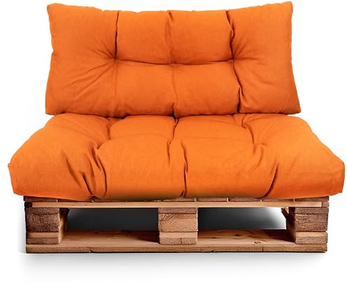 Best Wool Palettenkissen Set – Sitzkissen für Europaletten – Palettenpolster, Gefüllt mit Granuliertem Poulirette-Schaum – Inkl. Sitzkissen 120x80 +Rückenlehne 120x40