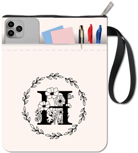 craspire 11 x 8.6 Zoll Buchhülle Buchhülle Mit Reißverschluss Und Zusätzlicher Hülle Alphabet Buchstabe H Blume Blatt Waschbarer Stoff Notizbuchhülle Schutztasche Für Taschenbuch Hardcover Fans