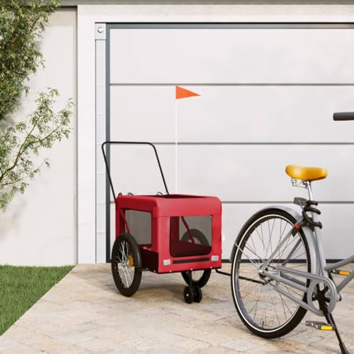 Xichuzi Fahrradanhänger Hunde Rot und Schwarz Oxford-Gewebe & Eisen, Fahrrad Anhänger, Lastenanhänger, Handwagen, Fahrrad-lastenanhänger, Lastenfahrrad - 93943