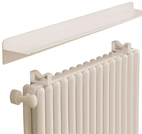 Heizkörperregalabdeckung aus Metall, weißes schwebendes Regal für Heizkörper, platzsparendes Lagerregal, 60 cm x 15 cm, moderner Schrankaufsatz, perfekt für Heimdekoration