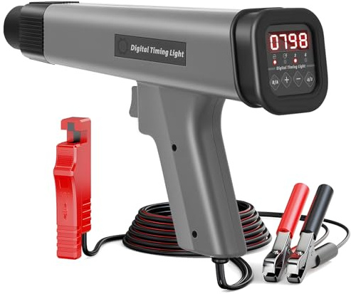 Digital Timing Light, 12V Engine Timing Strobe Light, LED Display Automotive Ignition Timing Light, Inductive Petrol Engine Timing Gun, Repair Tool for Car Motorcycle Marine