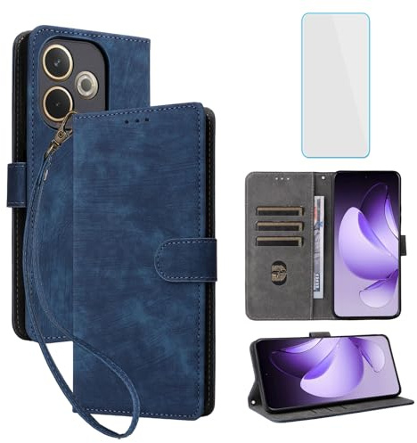 RFID Wallet Phone Case for OPPO A5 Pro 5G Blue | with Screen Protector,Leather Flip Cover,Card Slot,Kickstand,Women Men Mobile Phone Case for OPPO A 5 Pro CPH2711 A5Pro 5G
