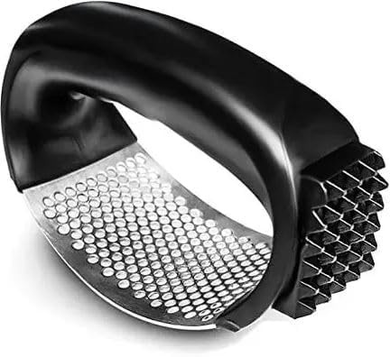 Sleek Style® 2 in 1 Garlic Press Garlic Crusher Kitchen Garlic Rocker Stainless Steel Ginger Crusher, Ergonomic Handle Garlic Peeler, Cleaning Brush Kitchen Tool