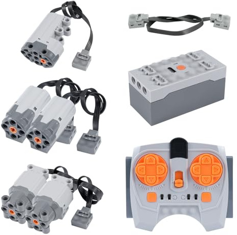 Motor Power Function Kit Binghe Set di 8 Motore Elettrico Giocattolo con Servomotore, M/L/Motor, Telecomando 2,4 GHz, Scatola della Batteria, Cavo di Estensione con molti modelli
