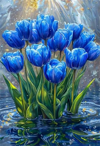 Puzzle 1314 Pieces Tulipe Bleue, Jeux éducatif Défi Jouets Puzzles Classiques, Parfaitement Emboîtable Lettres au Dos, pour Vous Faciliter Le Travail pour Hommes Femmes Plus âgés 75 x 50 cm