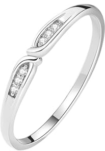 Mesnt Damenring Weißgold, Damen 18 Karat Weißgold Schlichter stapelbarer Verlobungsring mit rundem Diamanten, Größe 63 (20.1)