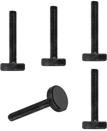 QUARKZMAN M8x40mm Flache Rändelschrauben Messschieber-Schrauben 5 Stück | Schwarz Stahl diamantgerändelte Kopfschrauben Griffknöpfe Klemmschraube Rändelknopfschrauben