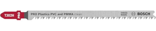 Bosch 5X PRO Plastics PVC Clean T302H Jigsaw Blade | for Plastics, Plastics, Length 132 mm, Professional Accessory Jigsaw