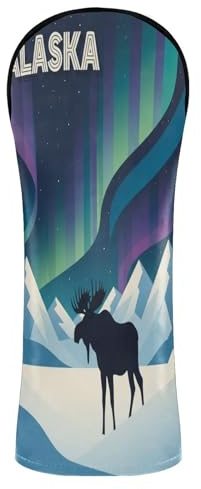Alaska - Set di copritesta per mazze da golf, stile vintage, piatto, in pelle di alta qualità, con targhetta numerica, per conducente, fairway, legno ibrido