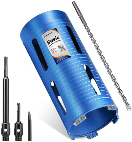 DaduoRi 108mm x 240mm Long Core Drill Bit Set with 240mm,110mm SDS Plus Adaptor & Centre Pilot Bit,Diamond Core Drill Set for Brick Block Masonry Stone,1/2 BSP Thread(For hole 105/107 mm)
