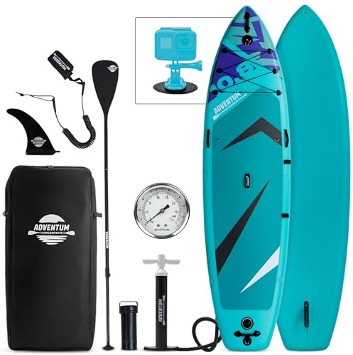 ADVENTUM Aufblasbares Allround & Touring Stand Up Paddling Board 329-384 cm | Inflatable SUP Paddle Board, bis 230-270kg | Action-Cam Halterung | UltraStabil & Wendig, für Familien, Relax, Yoga, Touring