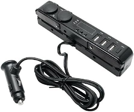 Riloer Adaptateur allume-cigare à 3 prises avec voltmètre, adaptateur de chargeur USB, répartiteur multiprise 3 A, 12 V – 24 V, thermomètre LCD pour siège arrière de voiture, tableau de bord